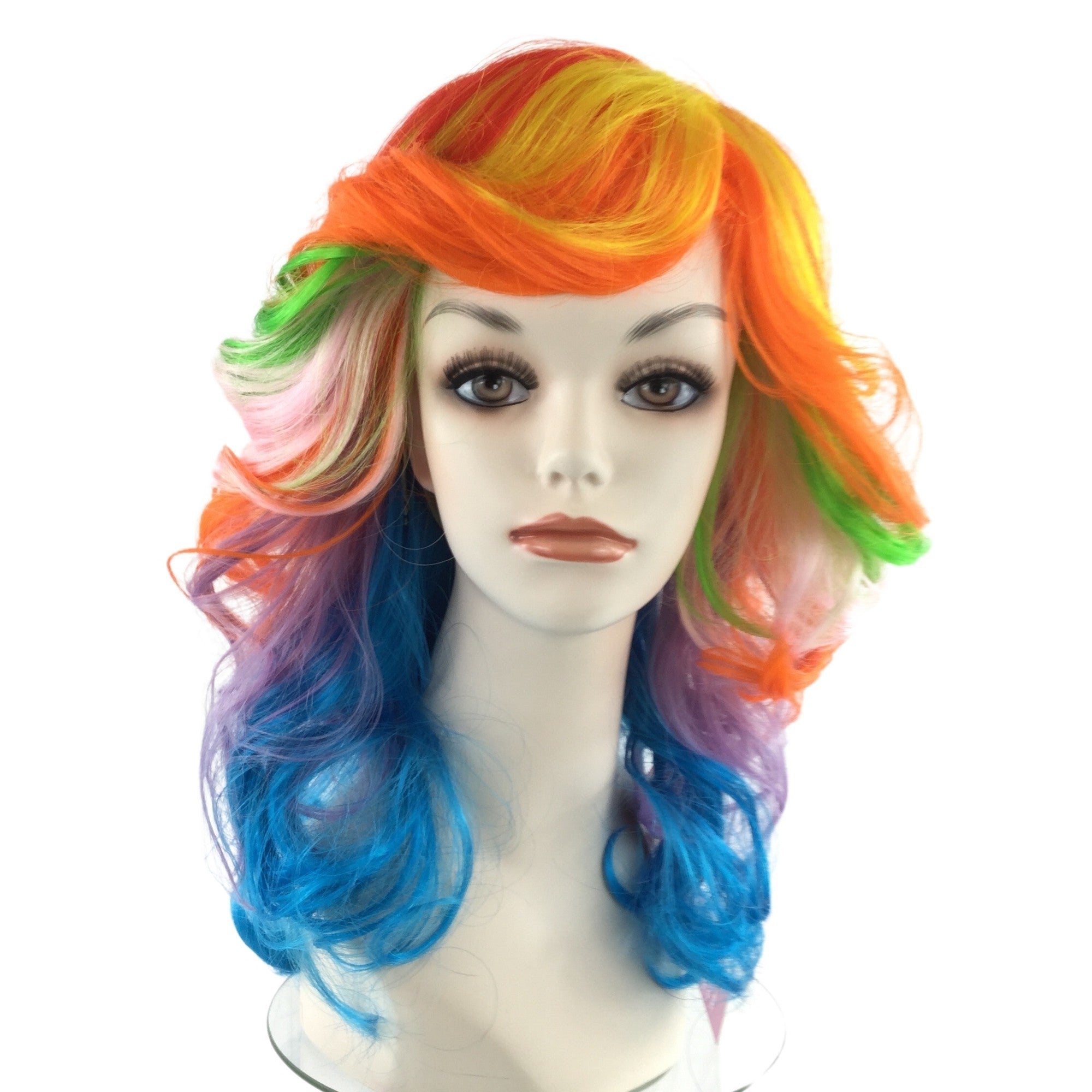 1980's Disco Queen Feathery Theatrical Costume Wig in Fun Party Colors