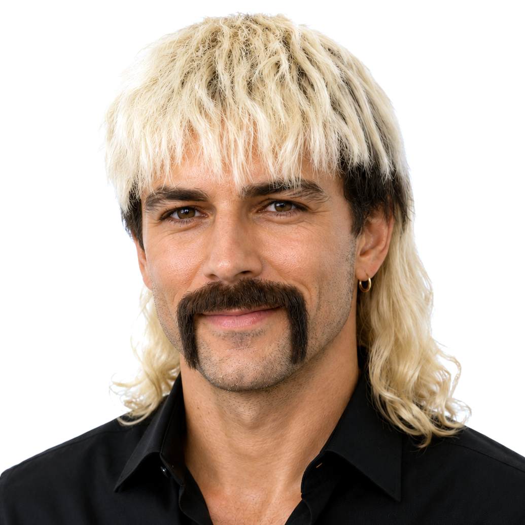 TIGER JOE EXOTIC Theatrical Costume Wig & Mustache Set