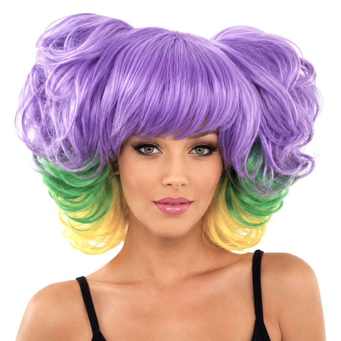 MARDI GRAS Pom-Pom  Beehive Theatrical Wig