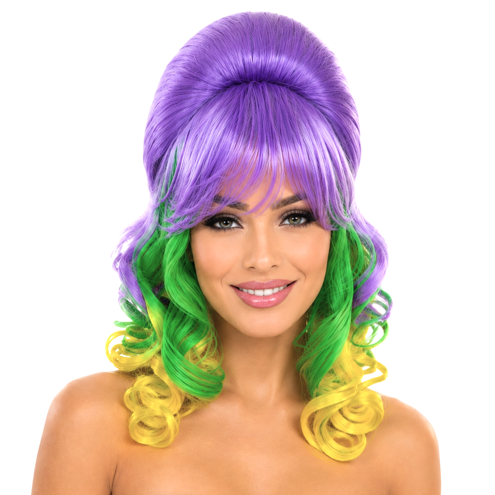 MARDI GRAS Premium Beehive Theatrical Wig