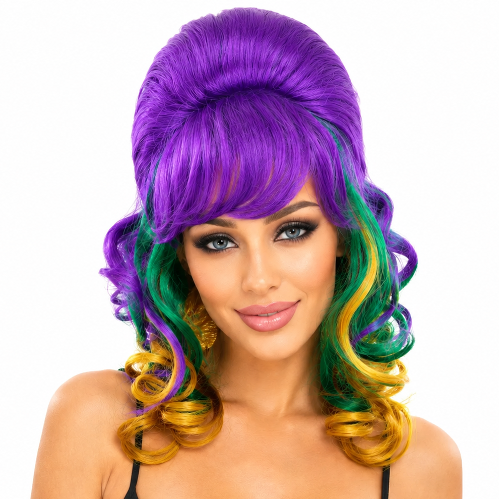 MARDI GRAS Premium Beehive Theatrical Wig