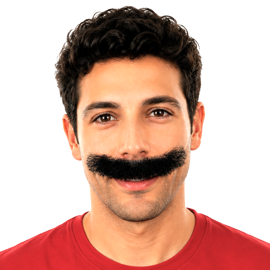Theatrical Quality Mario Bros Style Premium Synthetic Mustache