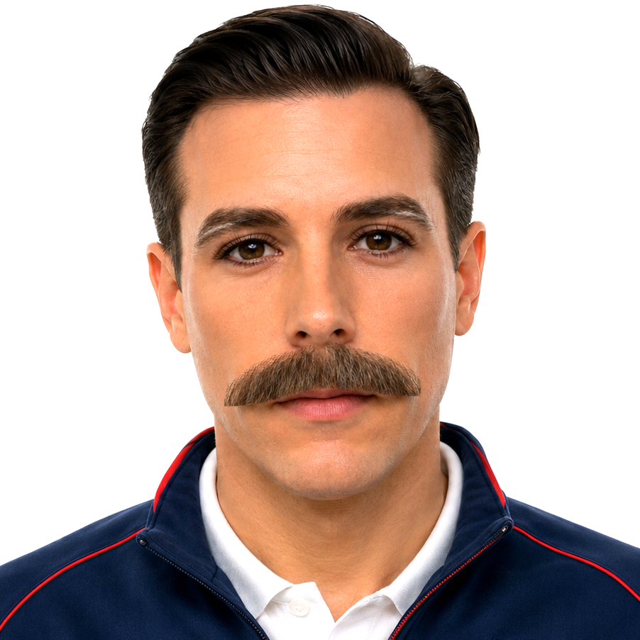 Theatrical Quality Soccer Coach Style Premium Mustache
