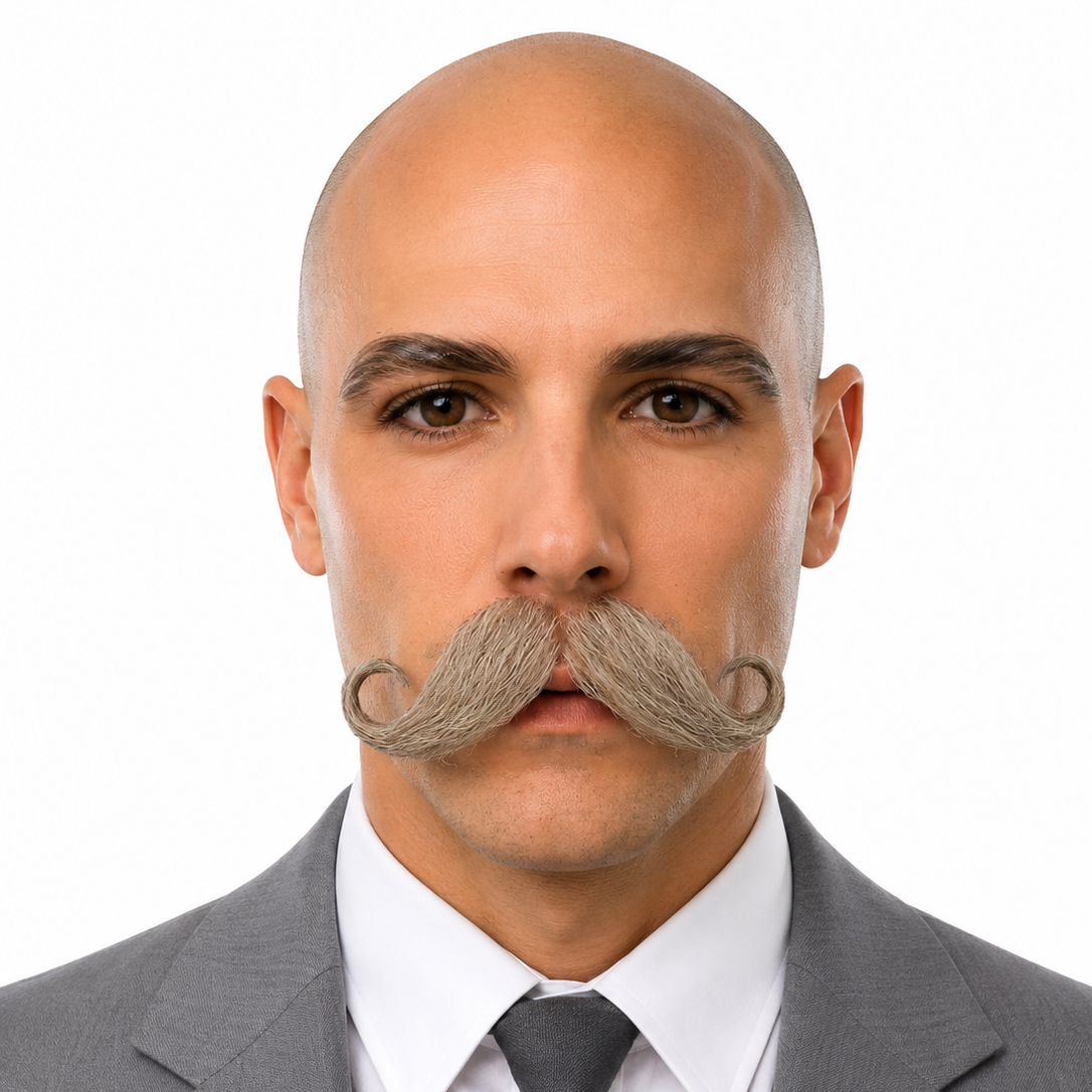 Theatrical Quality Premium Curly Handlebar Mustache - 6 Colors