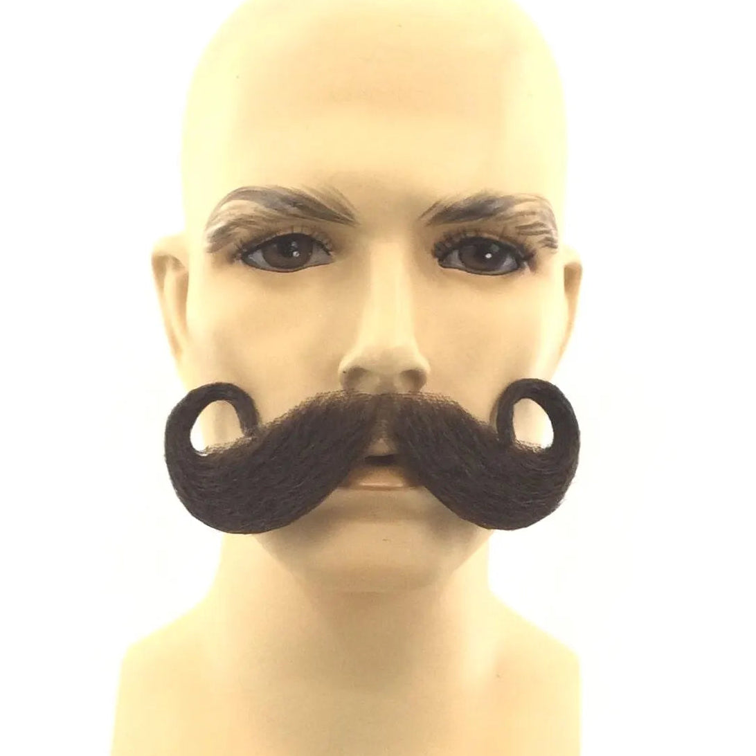 Theatrical Quality Big Curl Handlebar Premium Mustache - 6 Colors